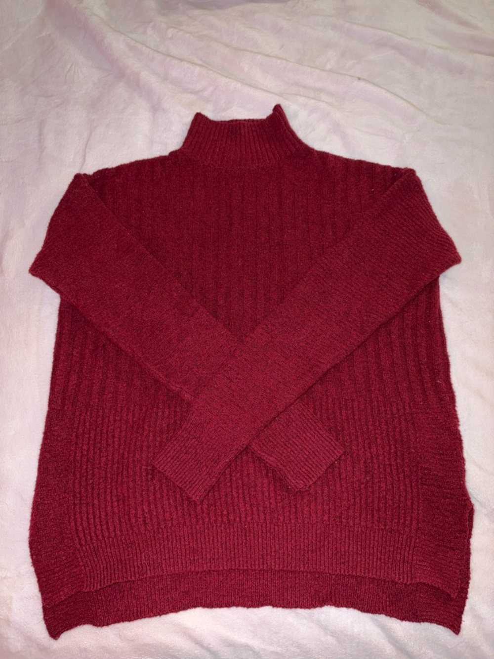 Cozy Red Ribbed Turtleneck Sweater